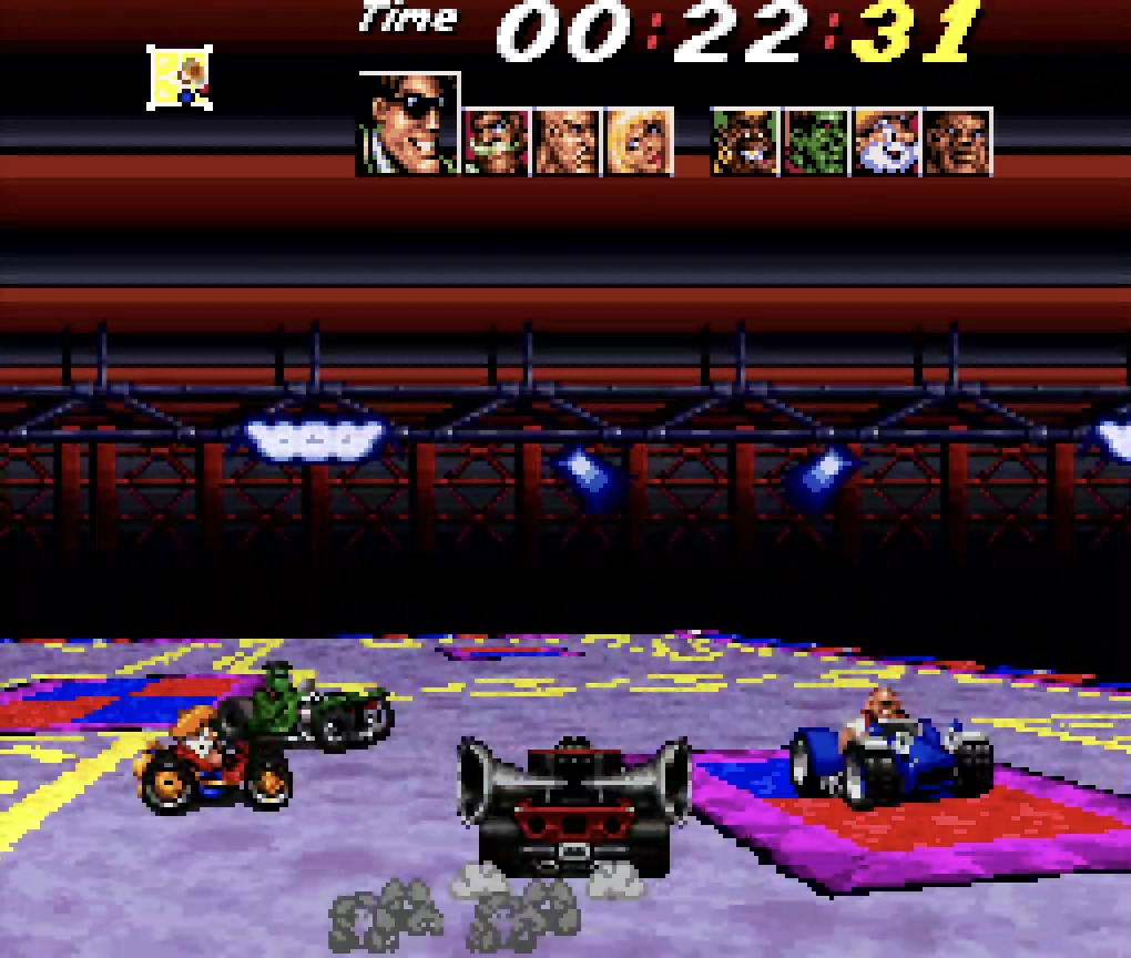 Raphael firing a weapon in Street Racer's Rumble Mode