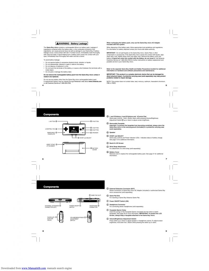 Game Boy Micro Manual Page 2