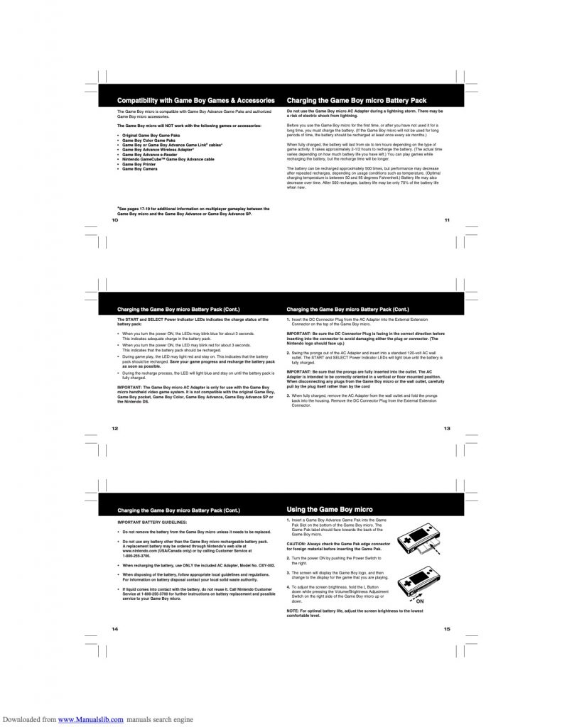 Game Boy Micro Manual Page 3