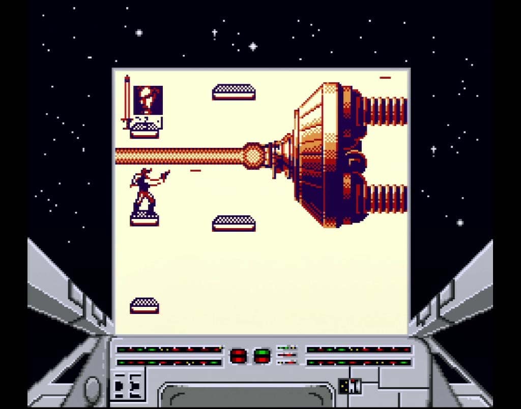 Fighting the Shield Generator Boss on the Game Boy version of Return of The Jedi