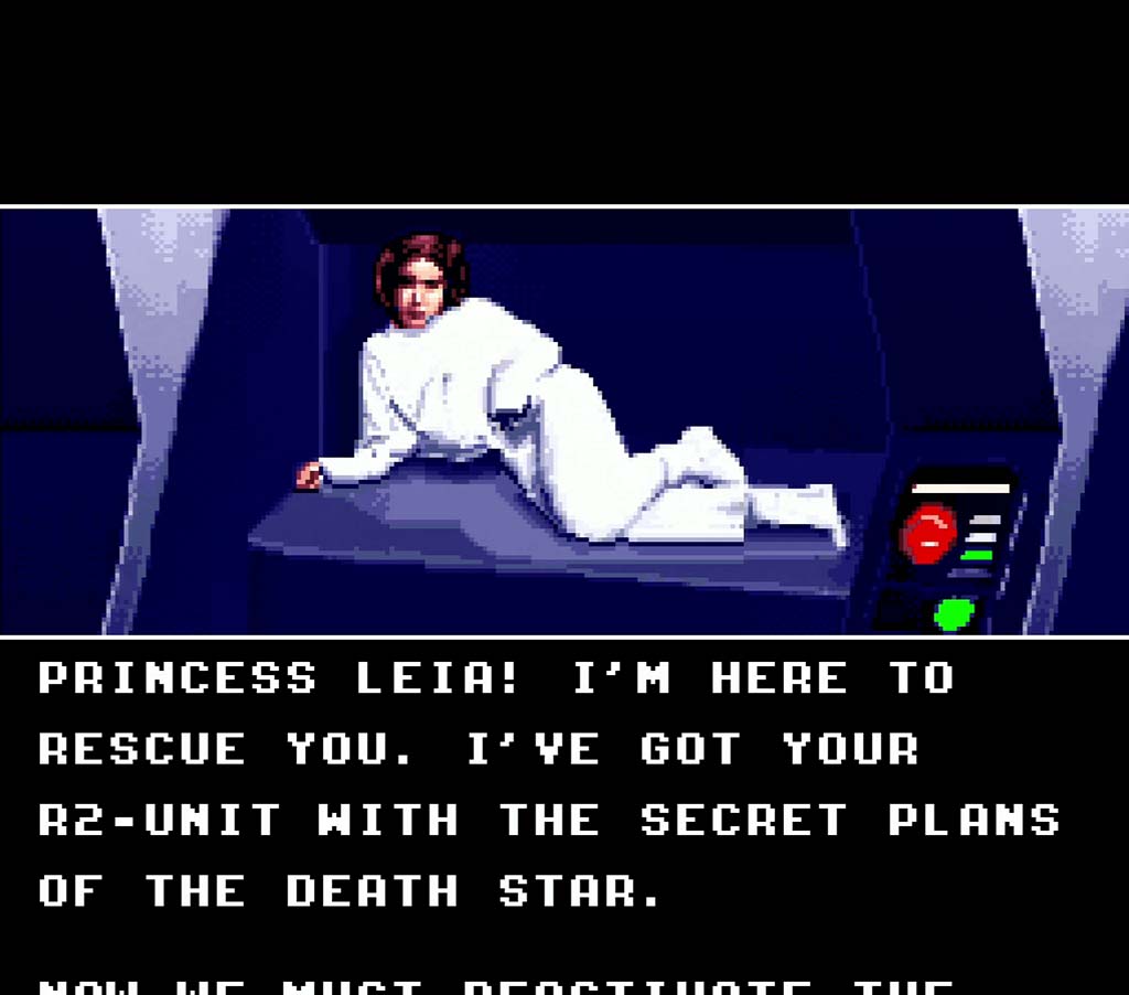 a super star wars cutscene featuring princess leia